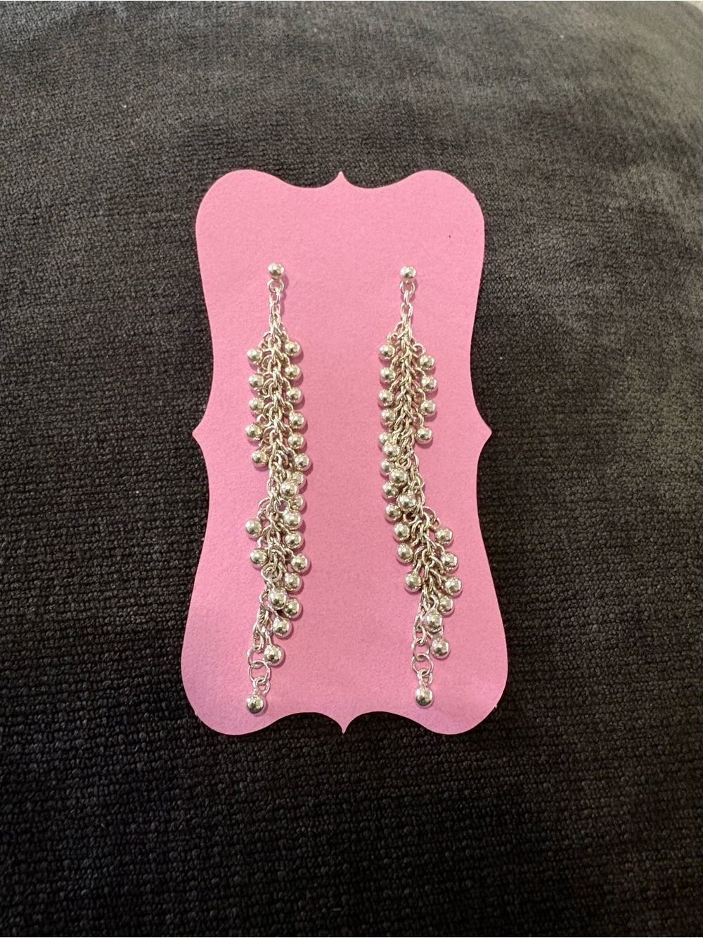 Silver Dangle Cluster Earrings